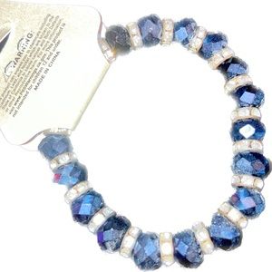 Sapphire blue bracelet stretch beautiful elegant NEW